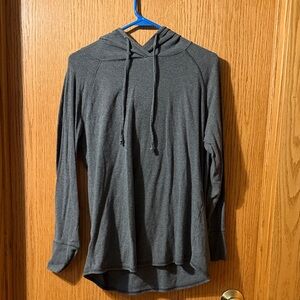 Eddie Bauer Women's Long Sleeve Hooded Tee in Dark Gray